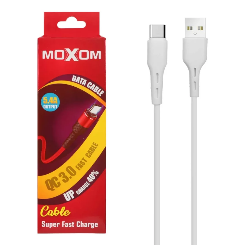کابل شارژ فست Moxom Type-C - سفید - BSA - تصویر 2