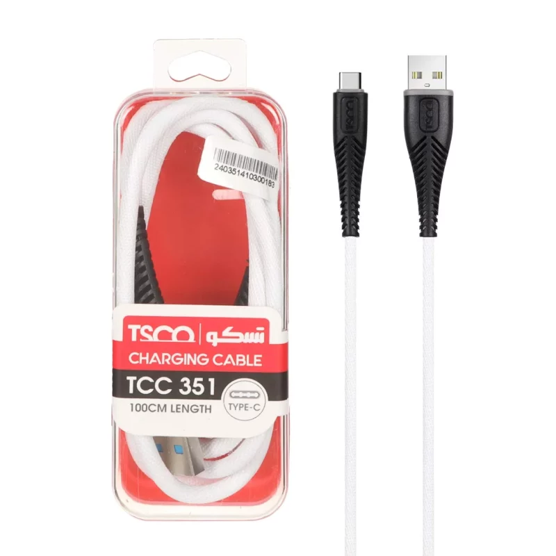 کابل شارژ و دیتا فست نخی TSCO Type-C مدل TCC 351 - سفید (گارانتی 12 ماهه TSCO مدل) - تصویر 2