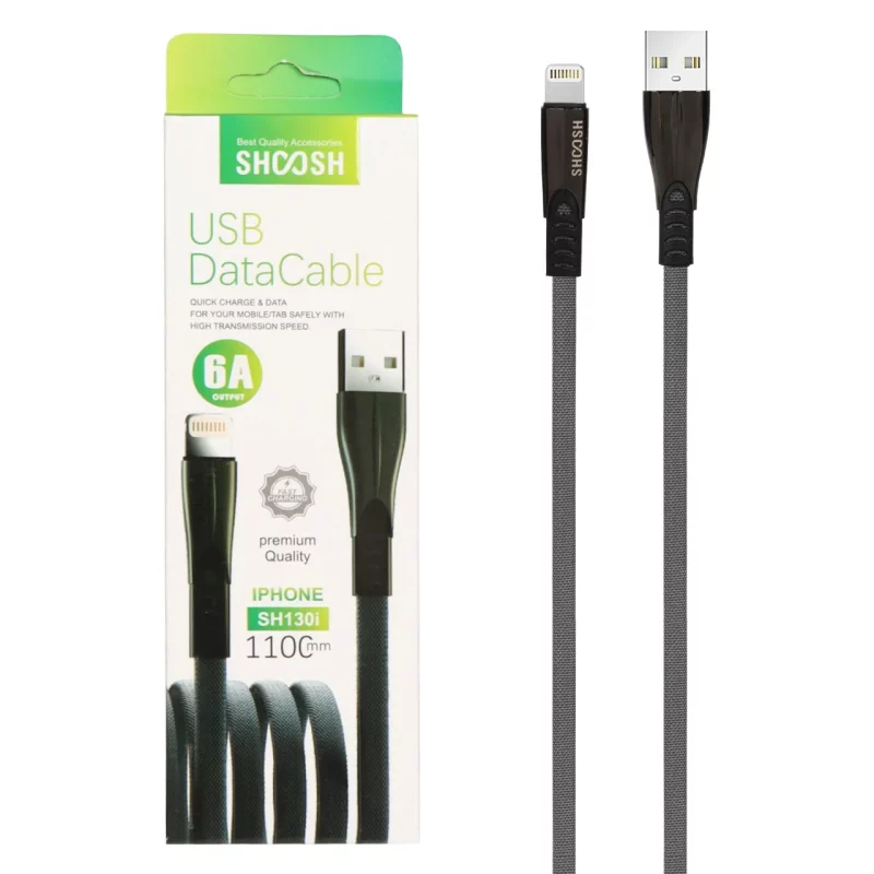 کابل شارژ 1.1 متری فست آیفون Shoosh مدل SH130i - خاکستری - SMO - تصویر 2
