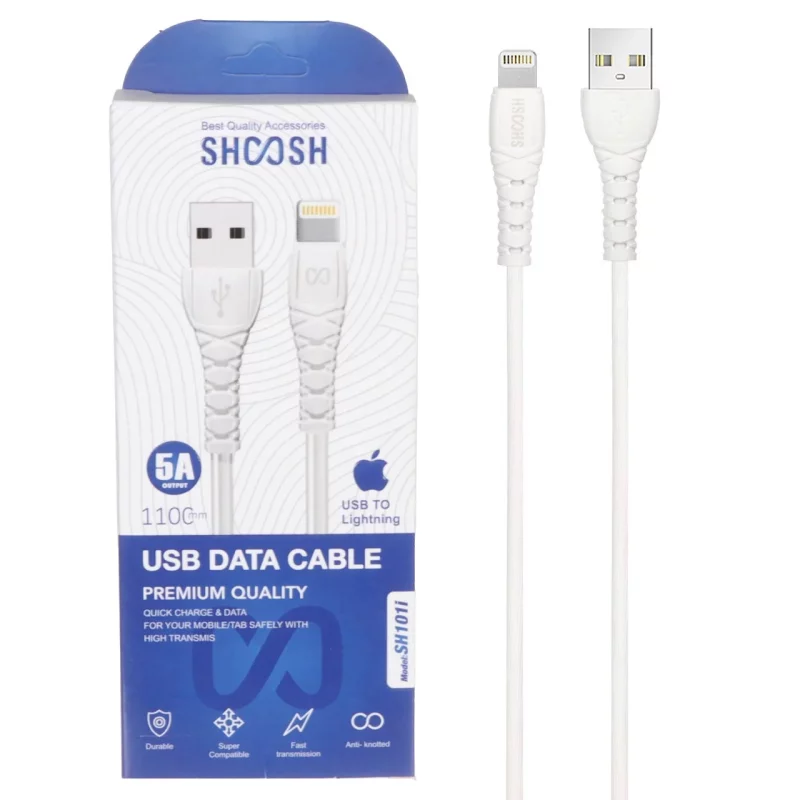 کابل شارژ 1.1 متری فست آیفون Shoosh مدل SH101i - سفید - SMO - تصویر 2