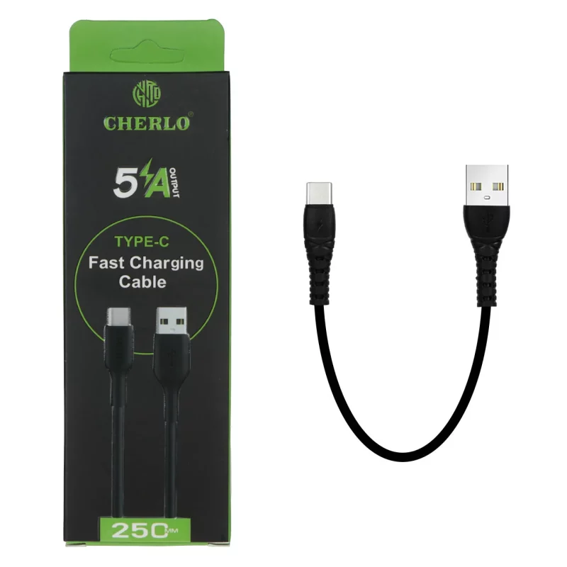 کابل شارژ پاوربانک CHERLO Type-C مدل CH-SM10 - مشکی - SMO - تصویر 2