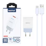 شارژر دیواری فست تک پورت Nitu مدل NT-TC033 به همراه کابل شارژ Type-C - سفید (گارانتی 18 ماه تعویض نیکان همراه)