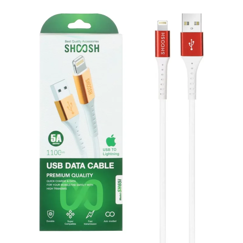 کابل شارژ 1.1 متری فست آیفون Shoosh مدل SH65i - سفید - SMO - تصویر 2