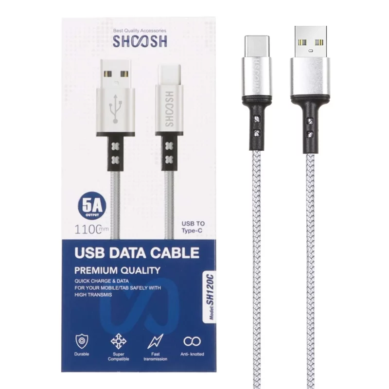 کابل شارژ کنفی 1.1 متری فست Shoosh Type-C مدل SH120C - نقره ای - SMO - تصویر 2