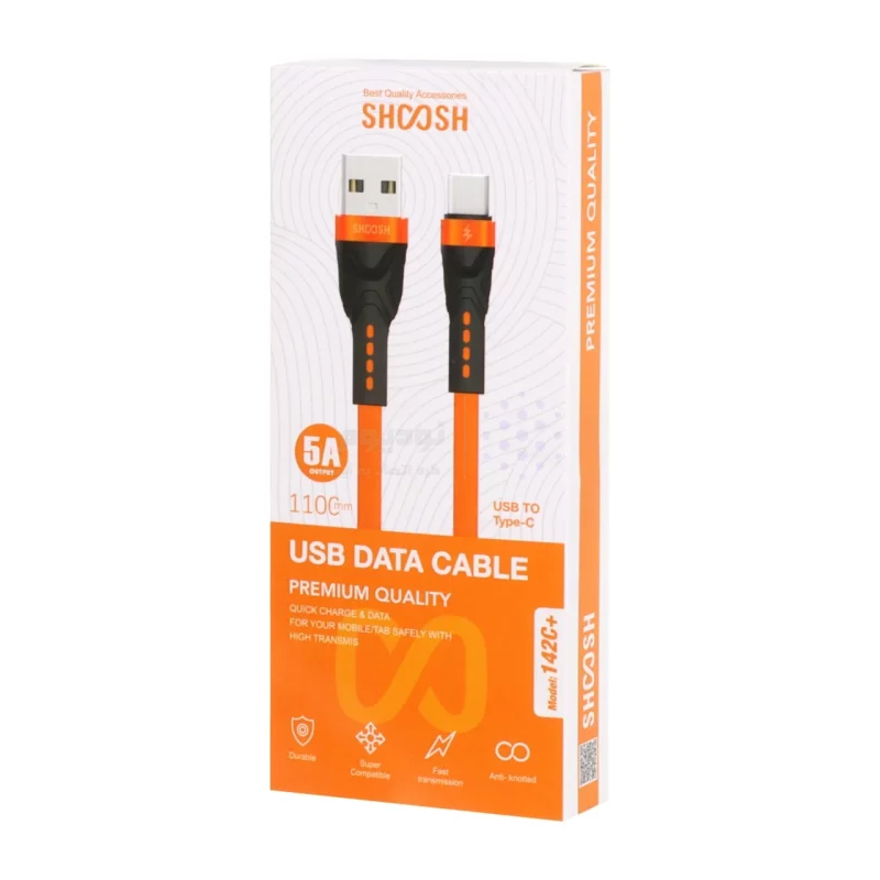 کابل شارژ سیلیکونی 1.1 متری فست Shoosh Type-C مدل +SH142C - آبی - SMO - تصویر 3