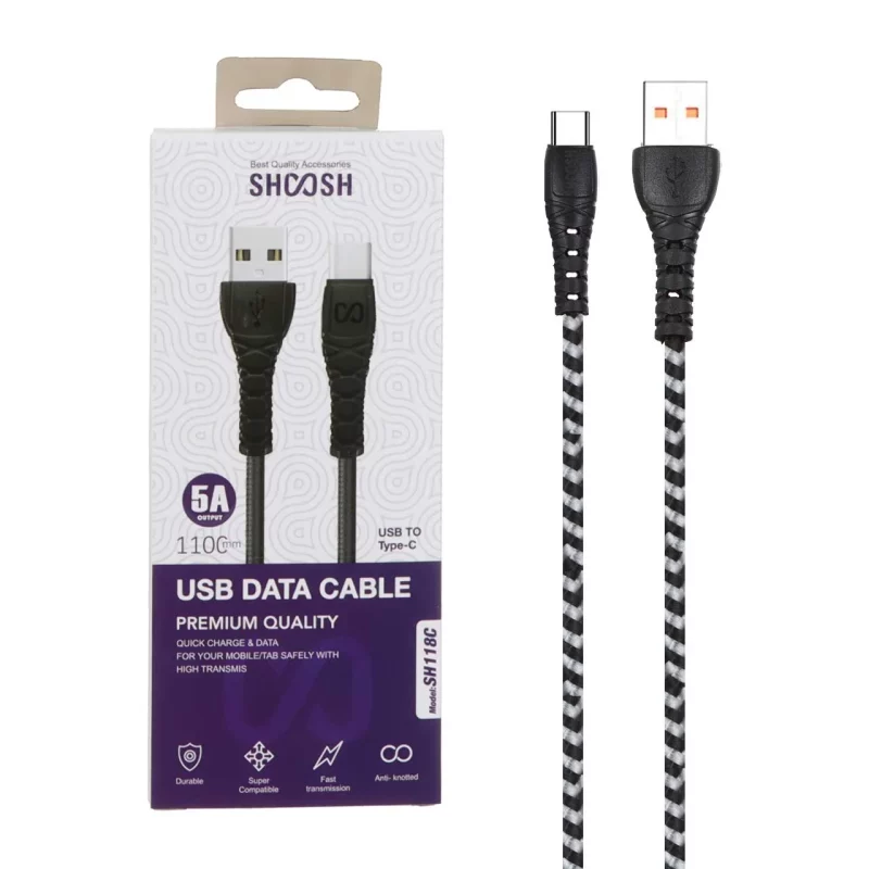 کابل شارژ کنفی 1.1 متری فست Shoosh Type-C مدل SH118C - نقره ای - SMO - تصویر 2