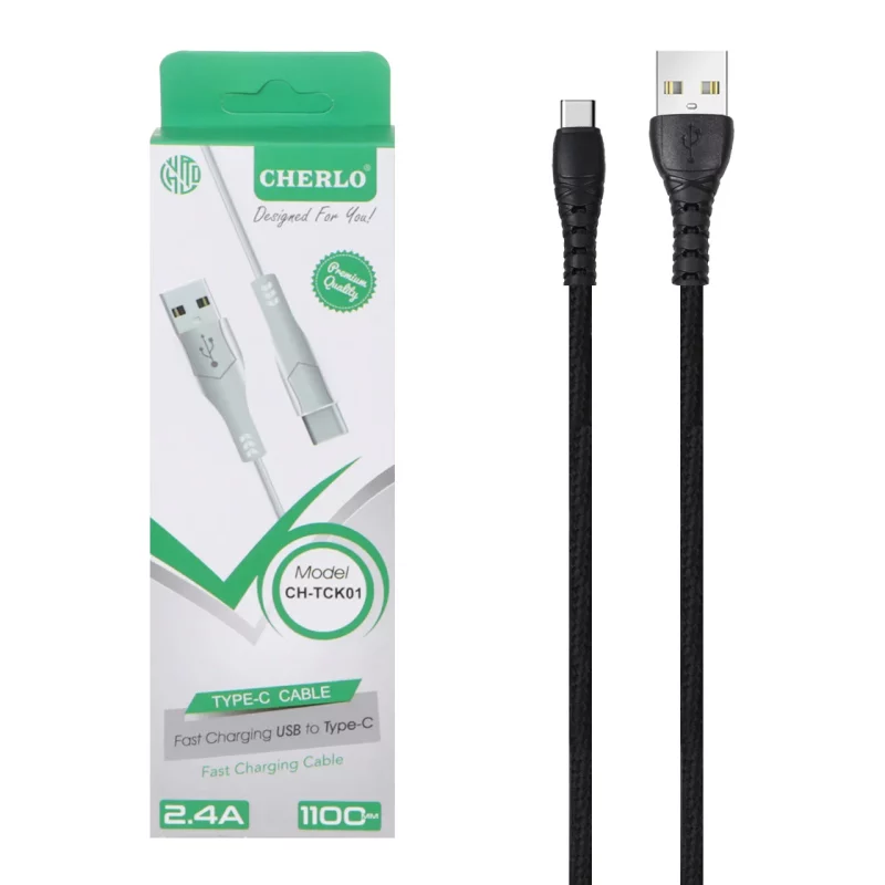 کابل شارژ کنفی 1.1 متری فست CHERLO Type-C مدل CH-TCK01 - مشکی - SMO - تصویر 2