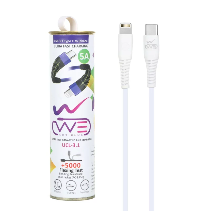 کابل شارژ فست We-net Plus Lightning TO Type-C مدل UCL-3.1 - سفید - تصویر 2