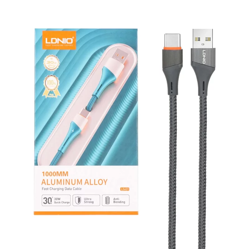 کابل شارژ فست LDNIO Type-C مدل LS631 - خاکستری (اصلی) - تصویر 2
