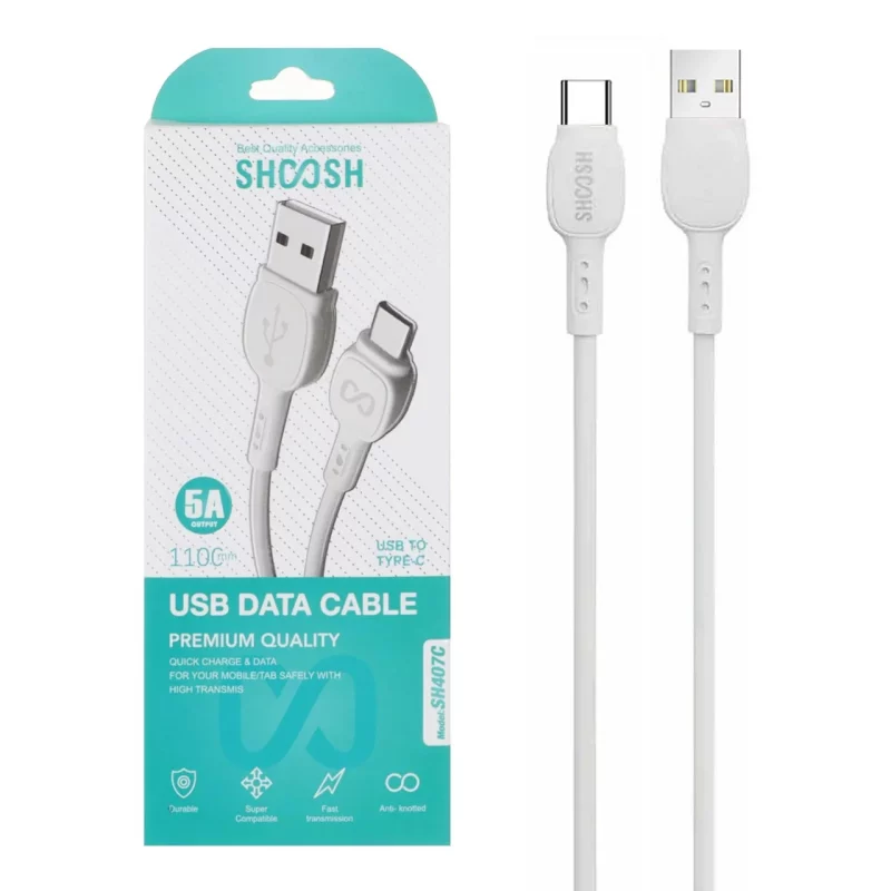 کابل شارژ 1.1 متری فست Shoosh Type-C مدل SH407C - سفید - SMO - تصویر 2
