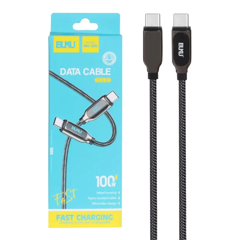 کابل شارژ فست BUKU Type-C To Type-C مدل MA-085 100W - مشکی - MMS - تصویر 2