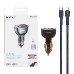 شارژر فندکی فست و PD سه پورت Nitu مدل NDC37 68W به همراه کابل شارژ Type-C To Type-C - مشکی (گارانتی 18 ماه تعویض نیکان همراه)