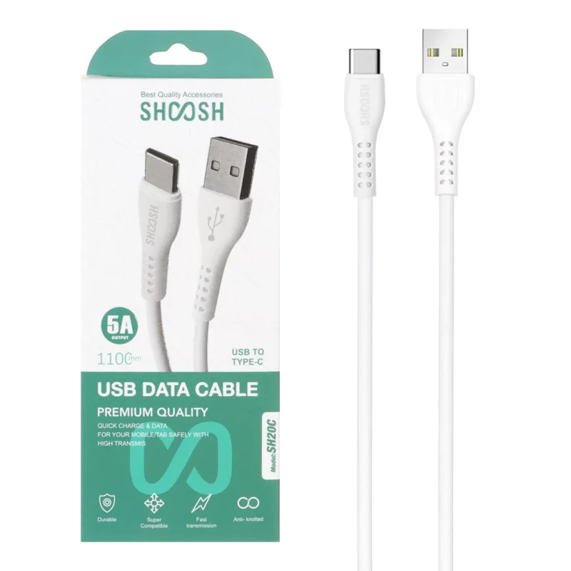 کابل شارژ 1.1 متری فست Shoosh Type-C مدل SH20C - سفید - SMO - تصویر 2