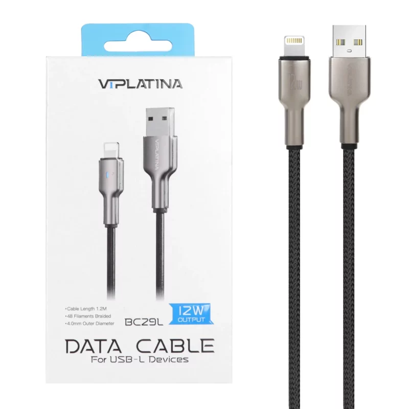 کابل شارژ فست آیفون VIPLATINA مدل BC29L 12W - مشکی (گارانتی 18 ماه تعویض نیکان همراه) - تصویر 2