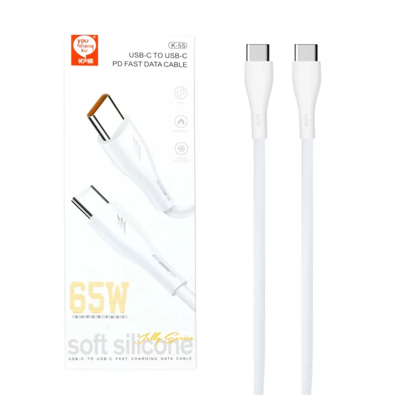 کابل شارژ Type-C to Type-C مدل K-55 65W - سفید - DST (گارانتی شش ماهه) - تصویر 2