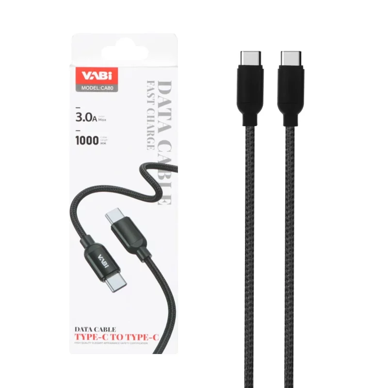 کابل شارژ فست VABI Type-C To Type-C مدل CA80 - مشکی - تصویر 2