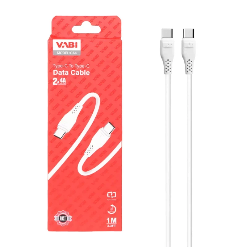 کابل شارژ فست VABI Type-C to Type-C مدل CA4 - سفید - تصویر 2