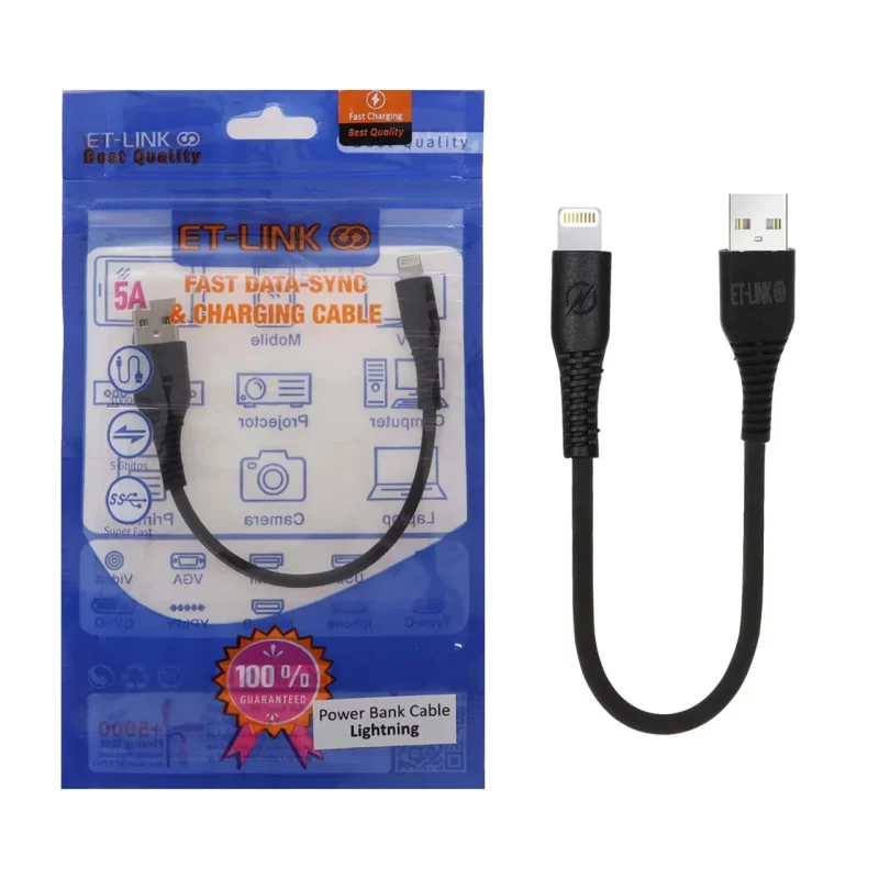 کابل شارژ فست پاوربانک آیفون ET-LINK - مشکی - تصویر 2