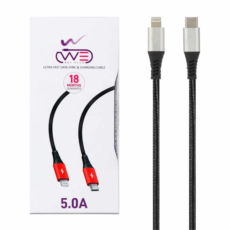 کابل شارژکنفی فست We-net Plus Type-C To Lightning مدل ETW 001 - مشکی نقره ای - تصویر 2