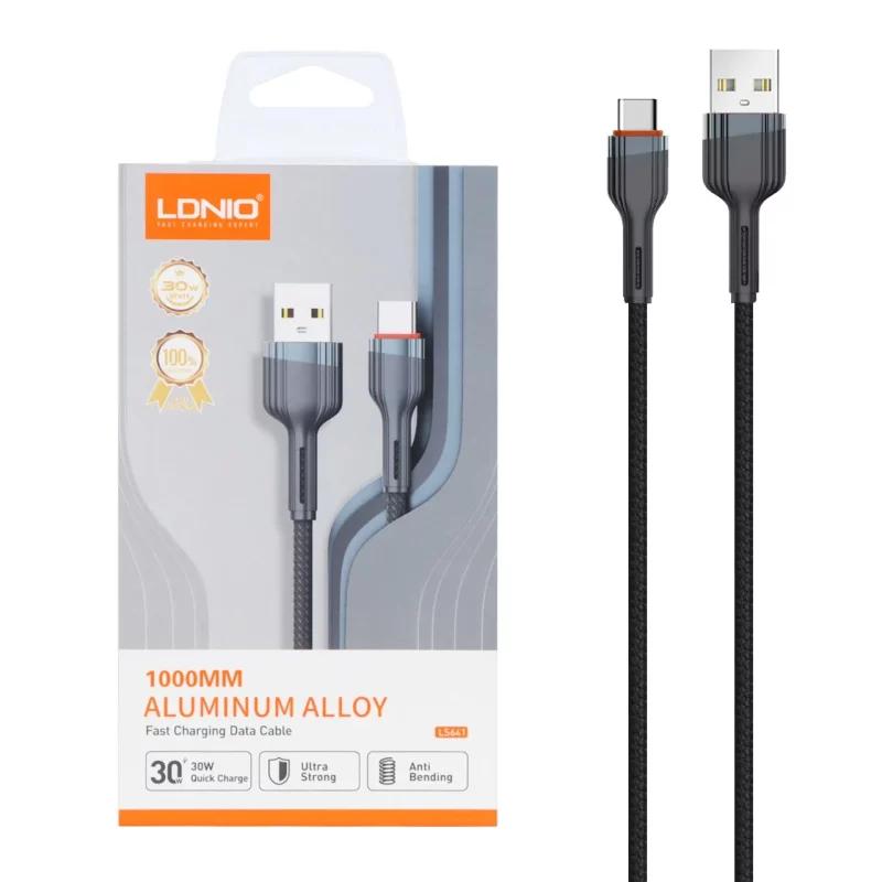 کابل شارژ فست LDNIO Type-C مدل LS641 - خاکستری (اصلی) - تصویر 2
