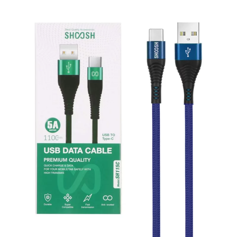 کابل شارژ کنفی 1.1 متری فست Shoosh Type-C مدل SH115C - آبی - SMO - تصویر 2