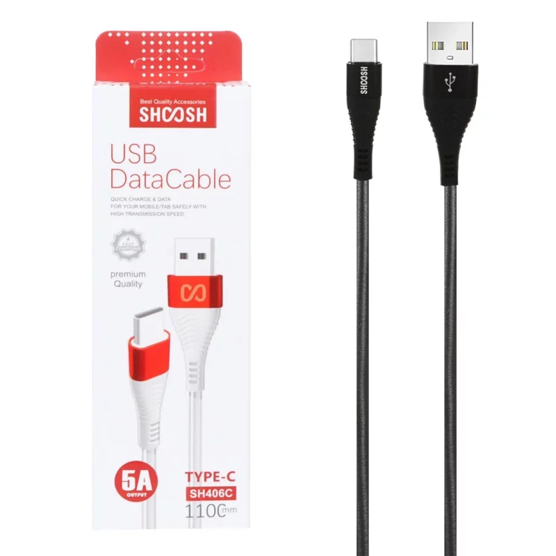 کابل شارژ 1.1 متری فست Shoosh Type-C مدل SH406C - مشکی - SMO - تصویر 2
