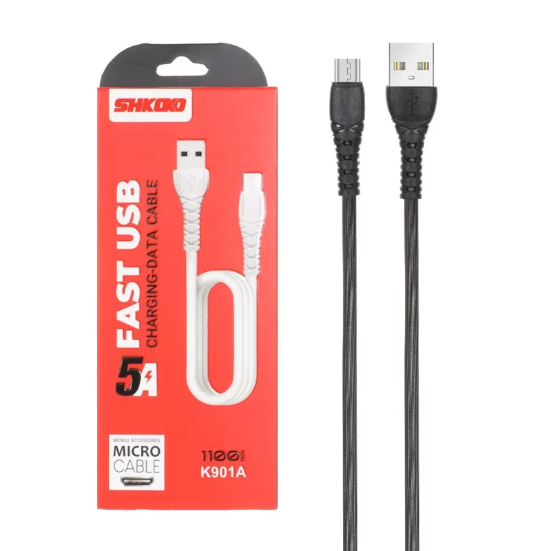 کابل شارژ 1.1 متری فست اندروید Shkoko مدل K901A - مشکی - SMO - تصویر 2