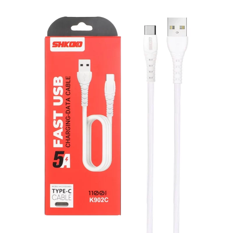 کابل شارژ 1.1 متری فست Shkoko Type-C مدل K902C - سفید - SMO - تصویر 2