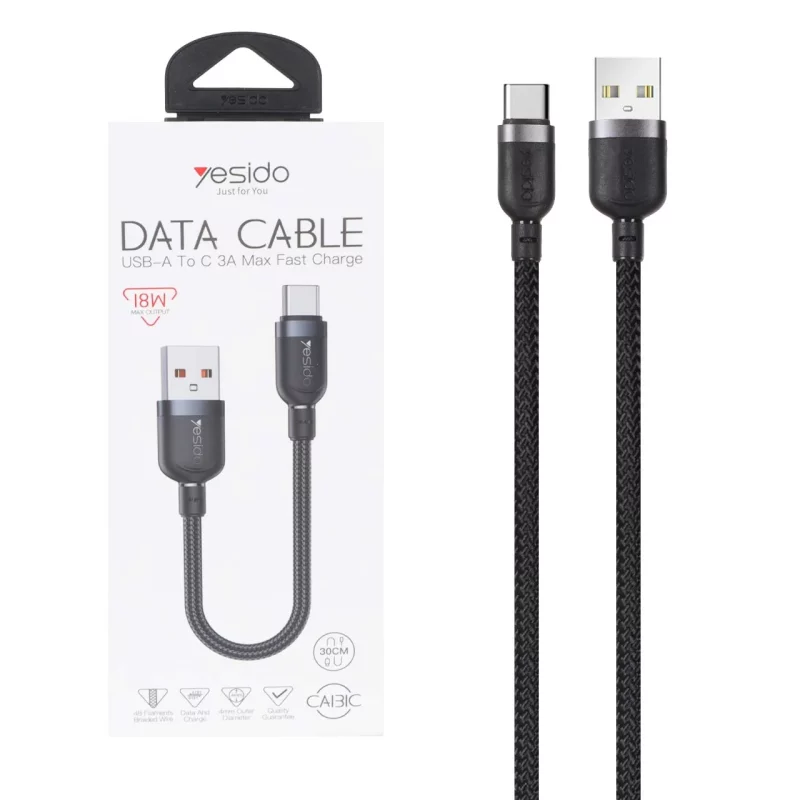 کابل شارژ فست پاوربانک Yesido Type-C مدل CA131C 18W - مشکی (گارانتی 18 ماه تعویض نیکان همراه) - تصویر 2