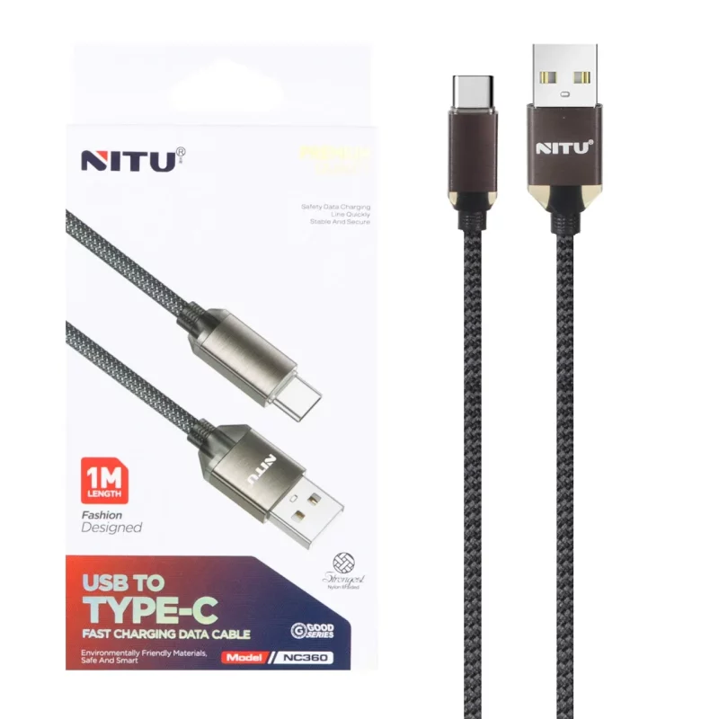 کابل شارژ فست Nitu Type-C مدل NC360 - مشکی (گارانتی 18 ماه تعویض نیکان همراه) - تصویر 2
