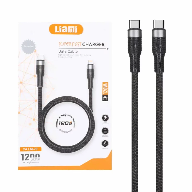 کابل شارژ PD و فست Liami Type-C To Type-C مدل CA.LM-70 120W - مشکی (گارانتی شش ماهه شرکتی) - تصویر 2