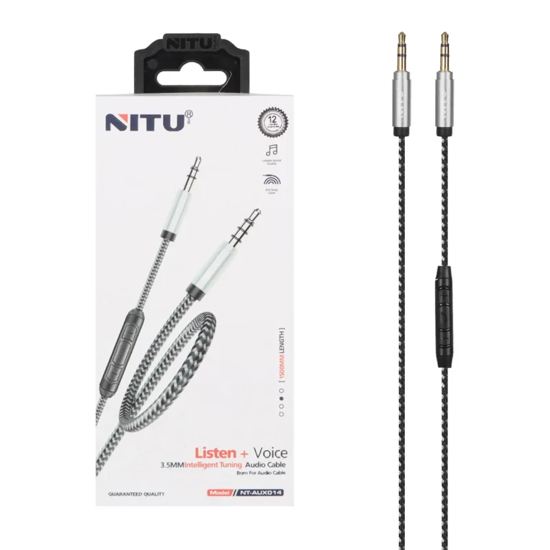 کابل 1.5 متری Nitu Aux مدل NT-AUX014 - خاکستری - تصویر 2