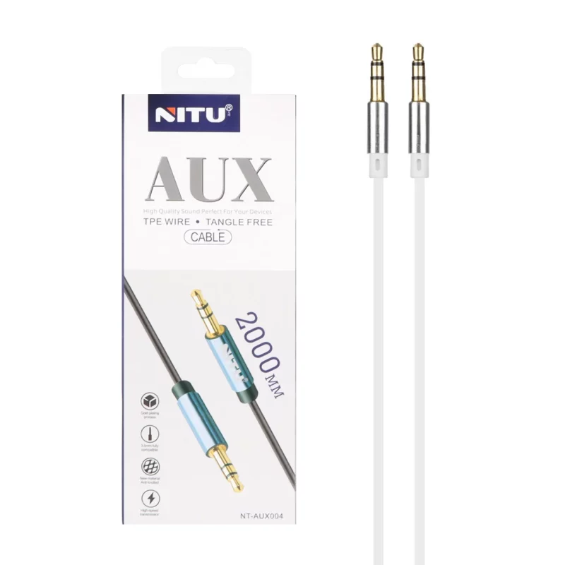 کابل 2 متری Nitu Aux مدل NT- Aux004 - سفید - تصویر 2
