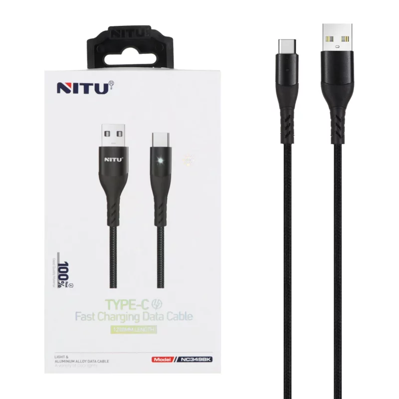 کابل شارژ و دیتا فست کنفی 1.2 متری Nitu Type-C مدل NC349BK - مشکی (گارانتی 18 ماه تعویض نیکان همراه) - تصویر 2