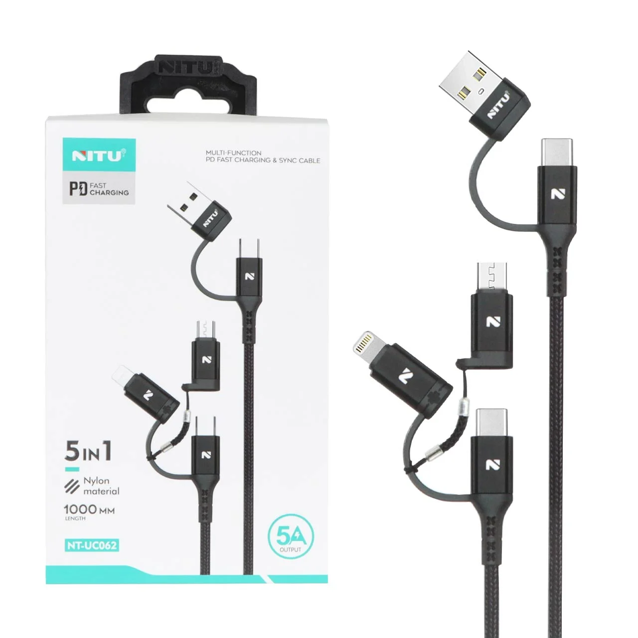 1587-1526494-1 کابل شارژودیتا فست 1متری کنفی چندکاره Nitu مدل NT-UC062 - مشکی (گارانتی 18 ماه تعویض نیکان همراه) - تصویر 1