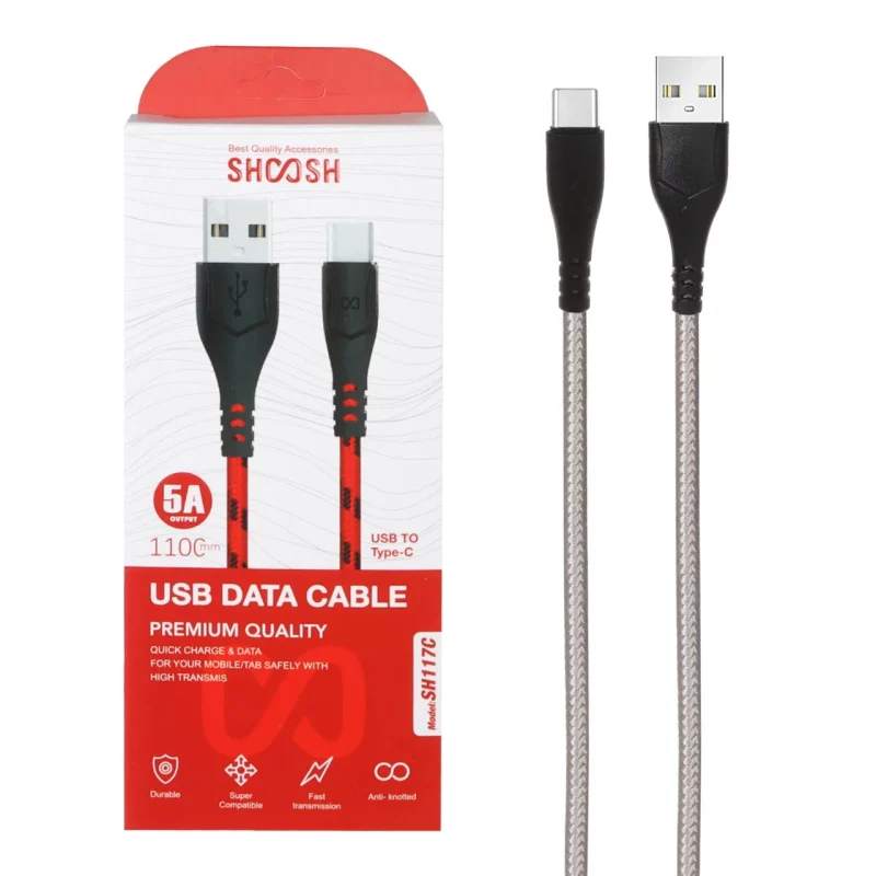 کابل شارژ کنفی 1.1 متری فست Shoosh Type-C مدل SH117C - طوسی - SMO - تصویر 2