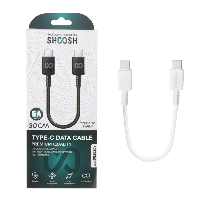 کابل شارژ فست پاوربانک Shoosh Type-C To Type-C مدل SH203C+ - سفید - SMO - تصویر 2