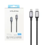 کابل شارژ فست 1.2 متری VIPLATINA Type-C To Lightning مدل BC94 27W - مشکی (گارانتی 18 ماه تعویض نیکان همراه)