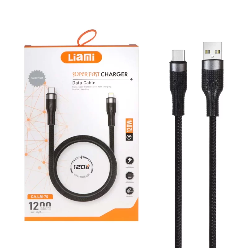 کابل شارژ PD و فست Liami Type-C مدل CA.LM-70 120W - مشکی (گارانتی شش ماهه شرکتی) - تصویر 2
