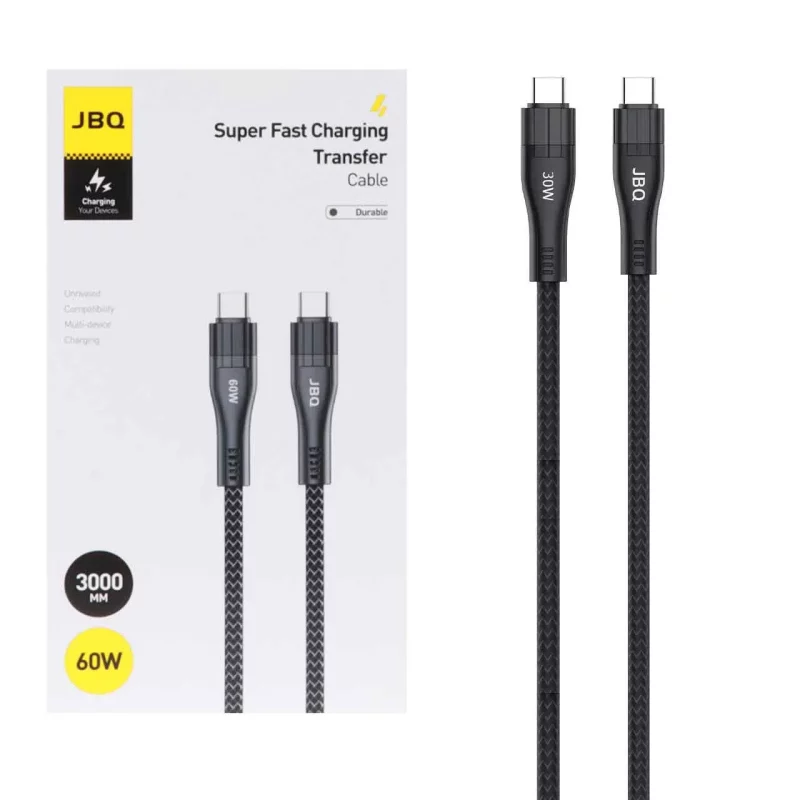 کابل شارژ 3 متری فست JBQ Type-C To Type-C مدل CA-3010CC 60W - مشکی (گارانتی یکساله رصاصی) - تصویر 2