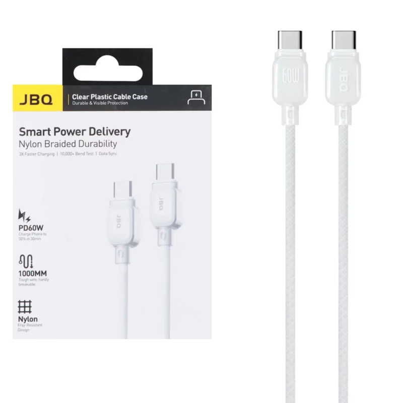 کابل شارژ PD و فست JBQ Type-C to Type-C مدل A976481 60W - سفید (گارانتی یکساله رصاصی) - تصویر 2