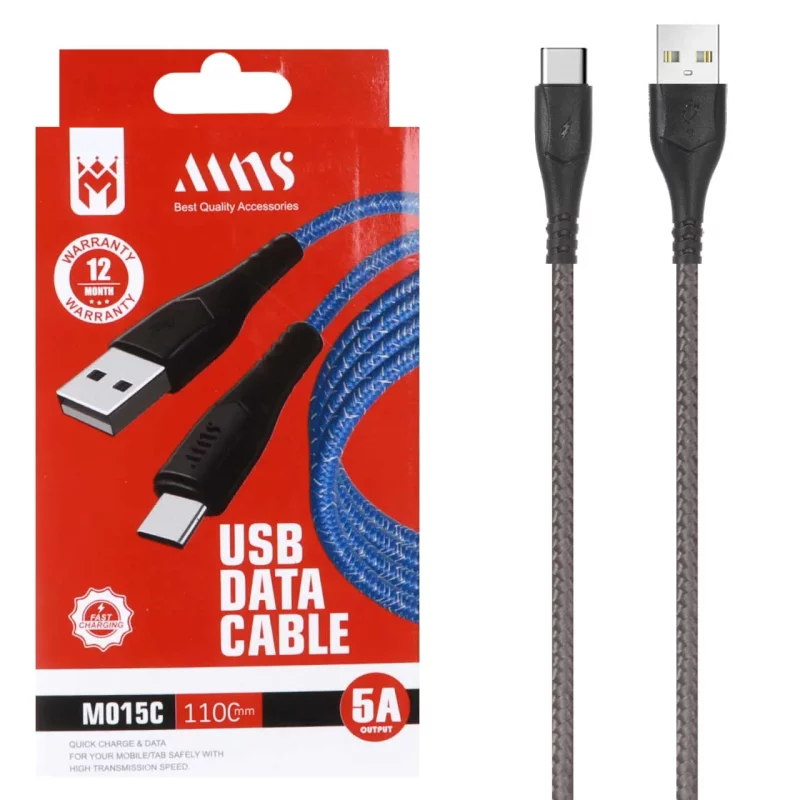 کابل شارژ کنفی فست 1.1 متری MNS Type-C مدل M015C - طوسی - SMO - تصویر 2