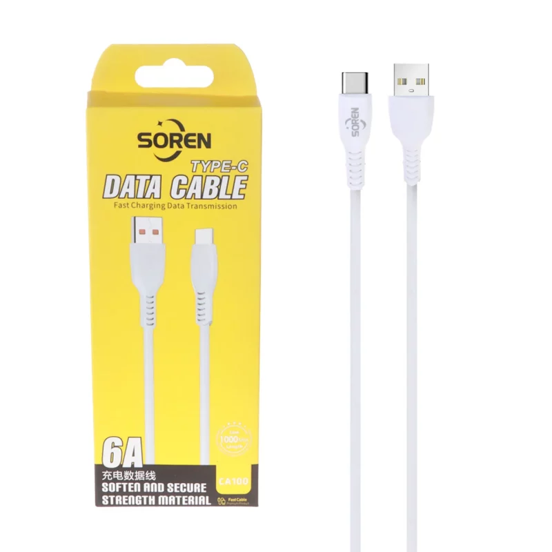 کابل شارژ فست Soren Type-C مدل CA100 - سفید - DST (گارانتی شش ماهه شرکتی) - تصویر 2