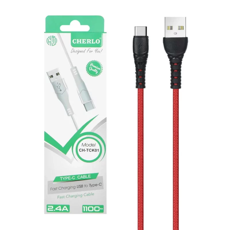 کابل شارژ 1.1 متری فست CHERLO Type-C مدل CH-TCK01 - قرمز - SMO - تصویر 2