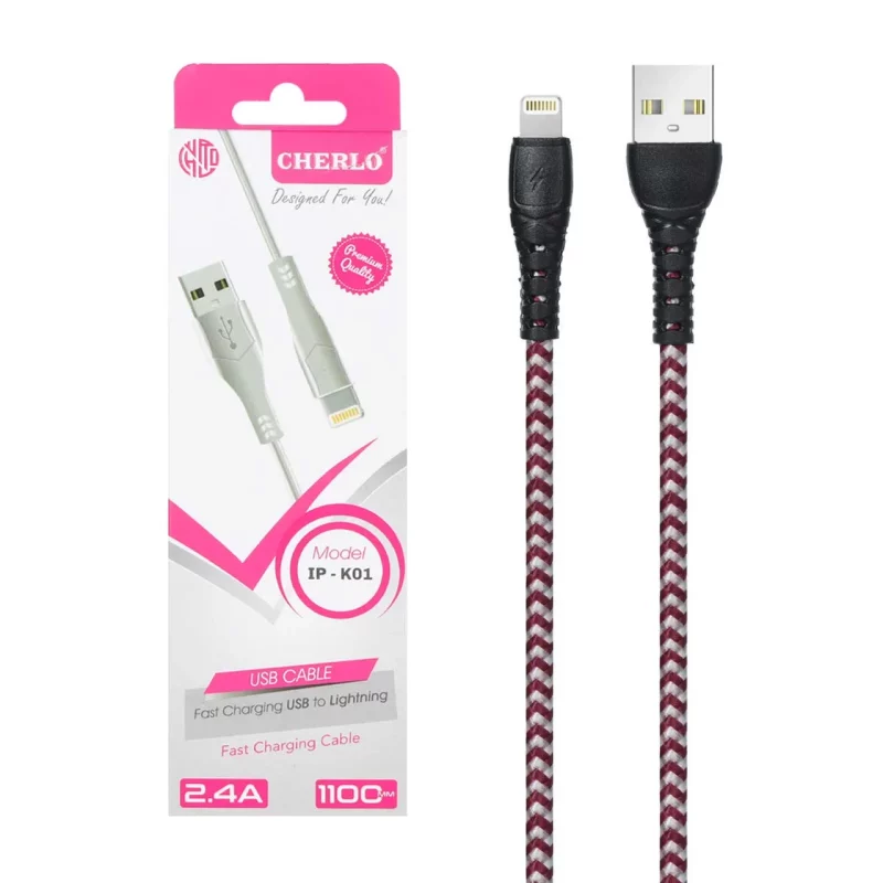 کابل شارژ 1.1 متری فست آیفون CHERLO مدل IP-K01 - سفید قرمز - SMO - تصویر 2
