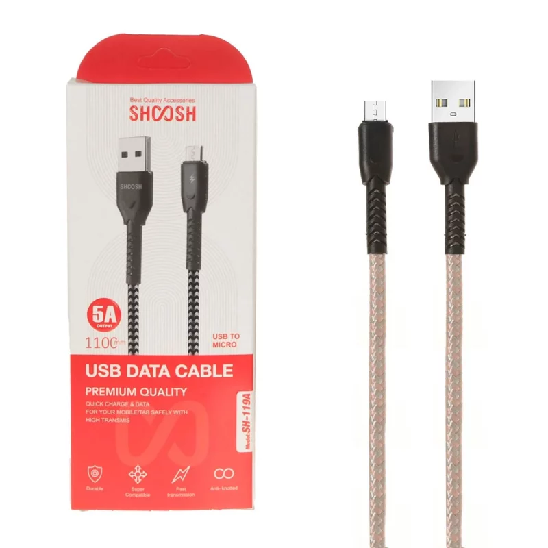 کابل شارژ 1.1 متری فست اندروید Shoosh مدل SH119A - چند رنگ - SMO - تصویر 2
