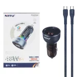 شارژر فندکی فست و PD دو پورت Nitu مدل NDC40 48W به همراه کابل شارژ Type-C To Type-C - سرمه ای (گارانتی 18 ماه تعویض نیکان همراه)
