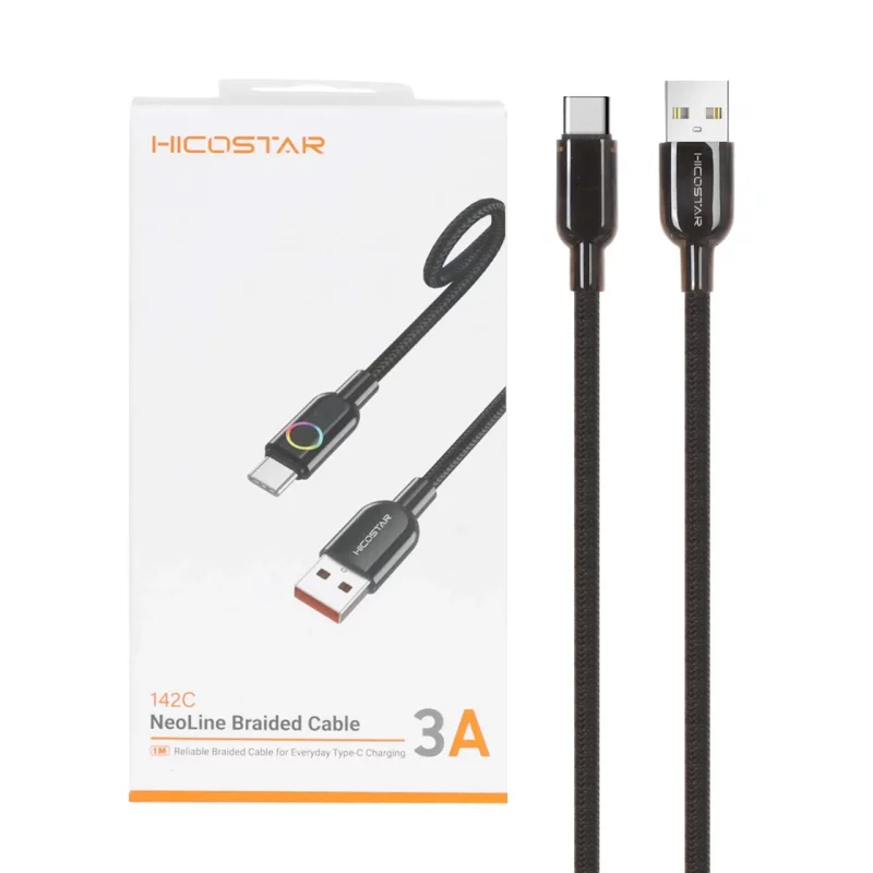 کابل شارژ فست Hicostar Type-C مدل142C - مشکی - تصویر 2