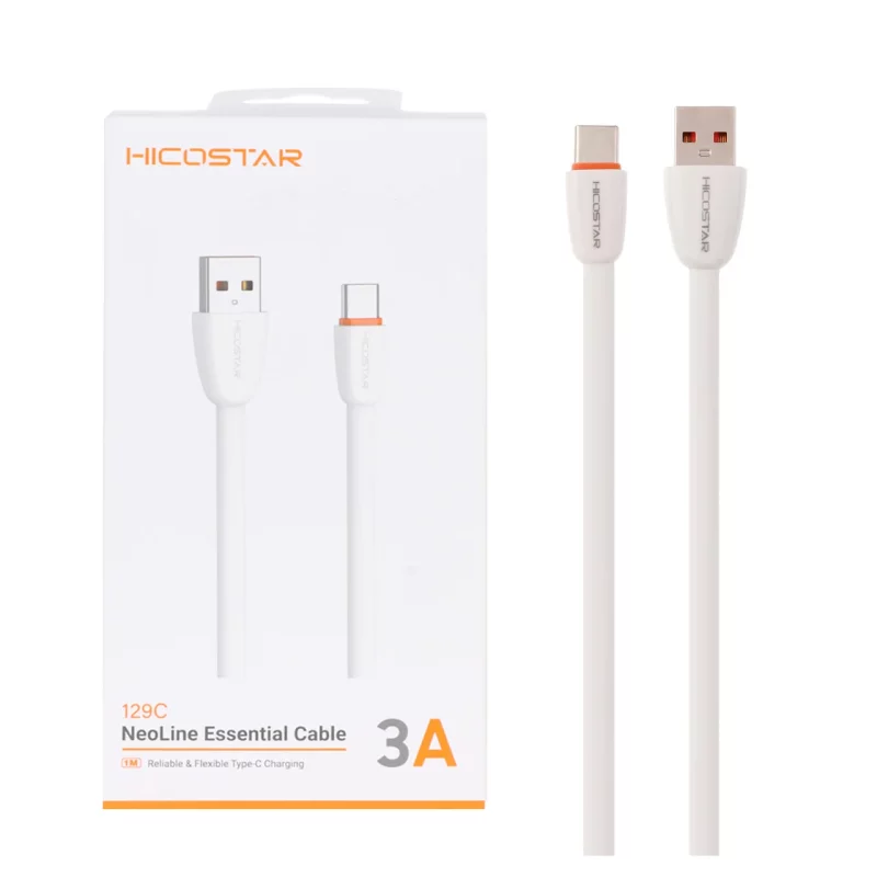 کابل شارژ فست Hicostar Type-C مدل 129C - سفید - تصویر 2