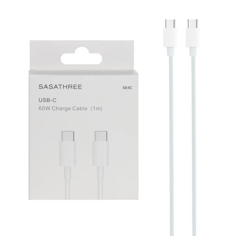 کابل شارژ Sasathree Type-C To Type-C مدل S03C - سفید - SMO - تصویر 2